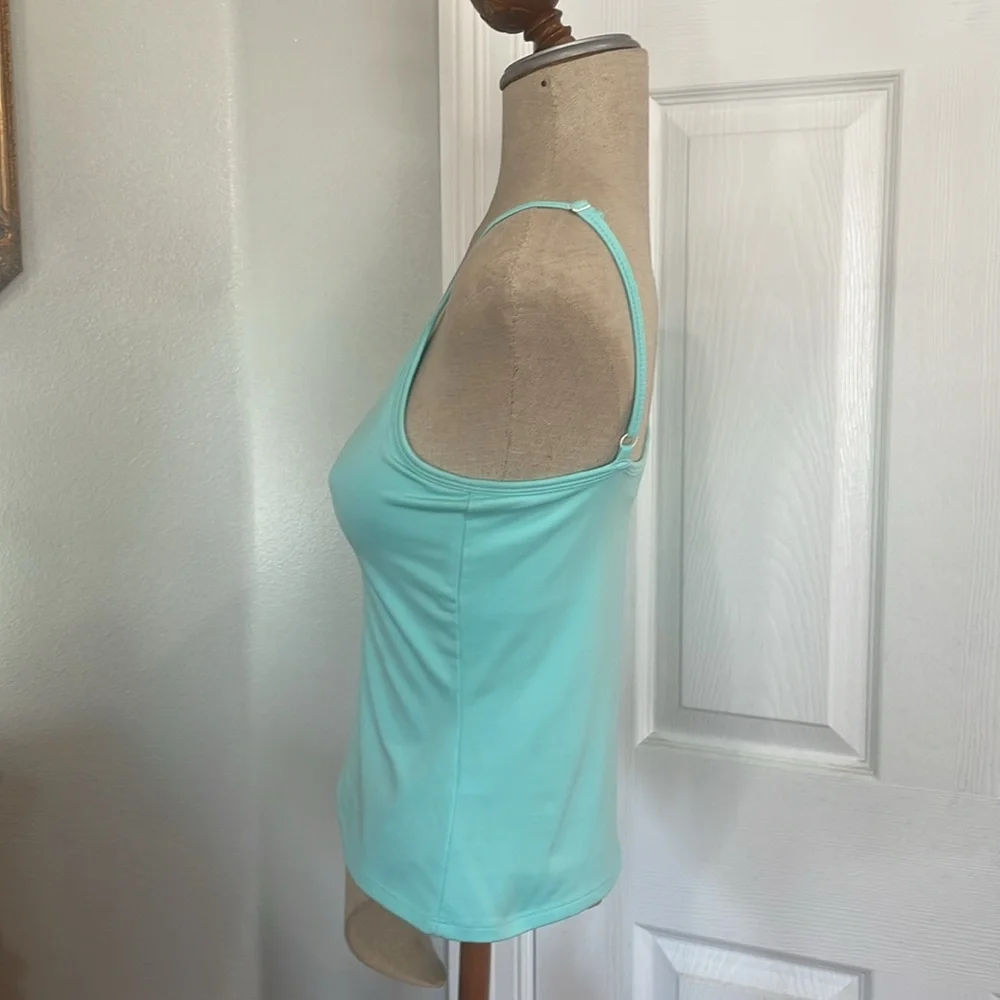 New York & company camisole adjustable spaghetti straps shelf bra turquoise M - Picture 4 of 8